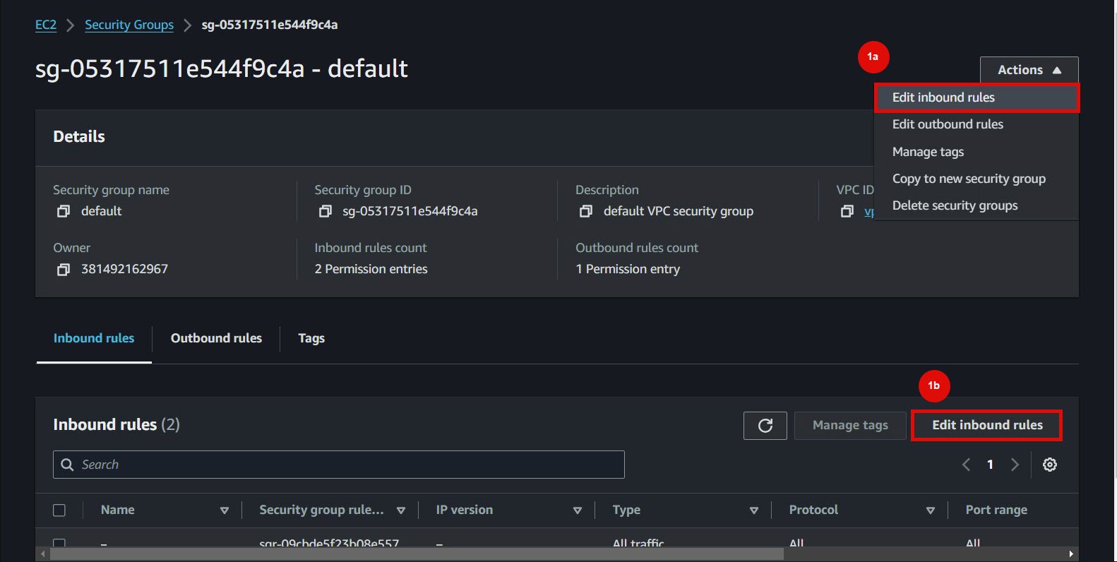 Edit security group